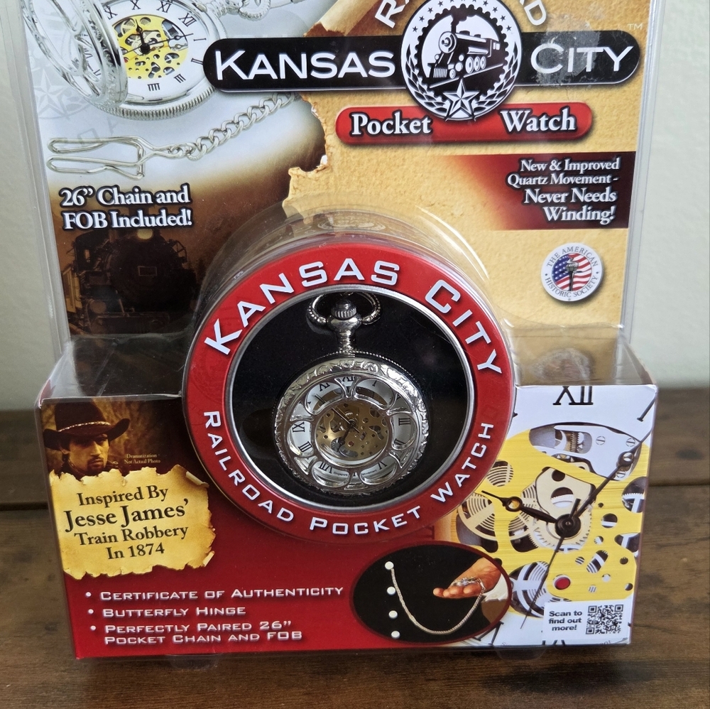 Kansas City Railroad Pocket Watch Vintage 2013 New Sealed